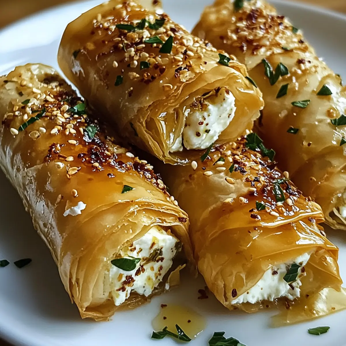 Indulgente Feta-Rollen mit Chili-Honig Genuss