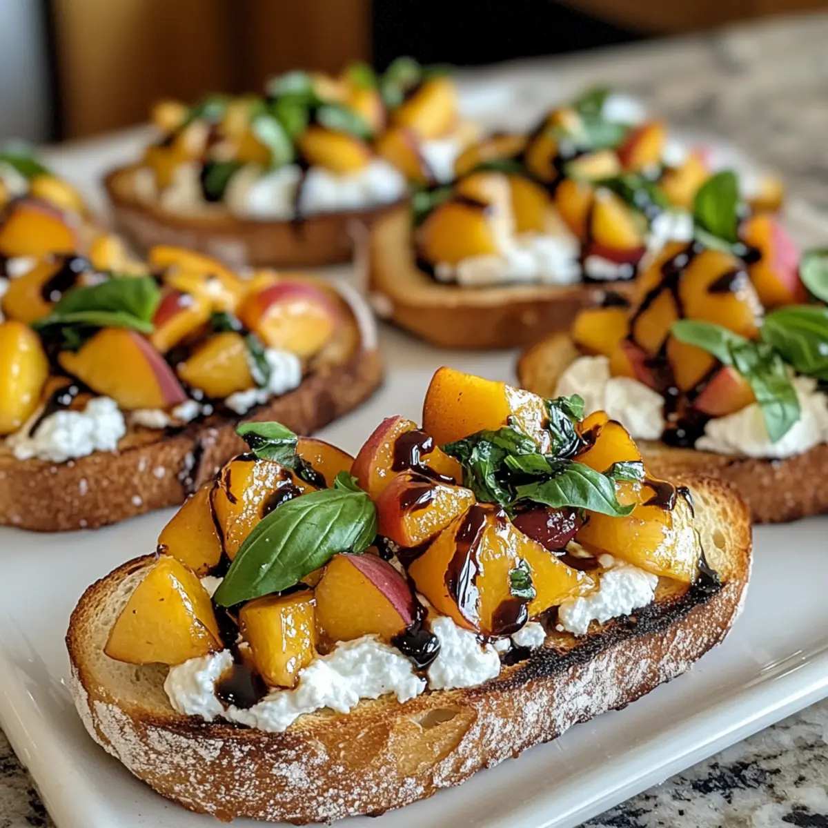 Pfirsich Bruschetta mit geschlagenem Ricotta Rezept