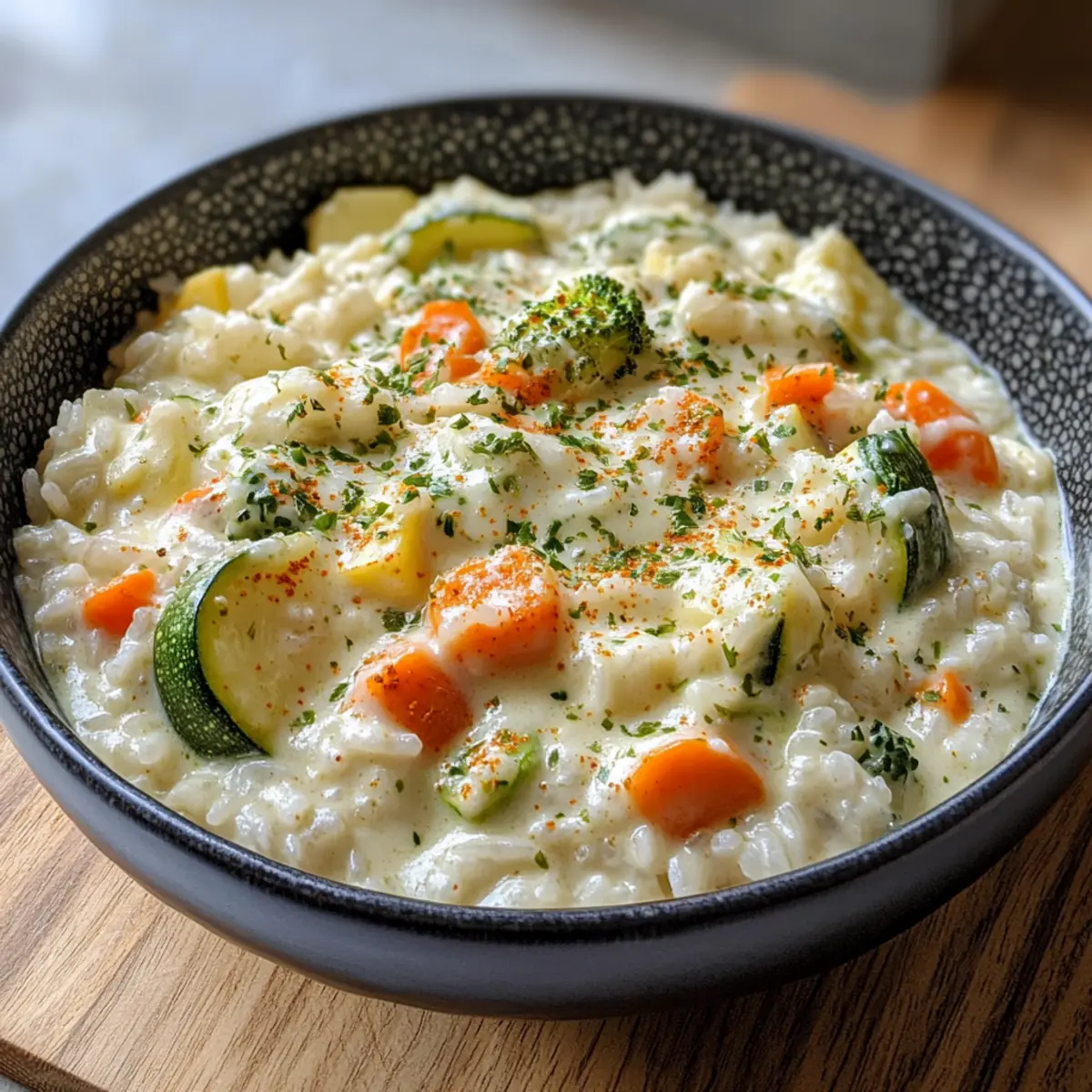 Reis mit Gemüse-Frischkäse-Sauce für jeden Tag