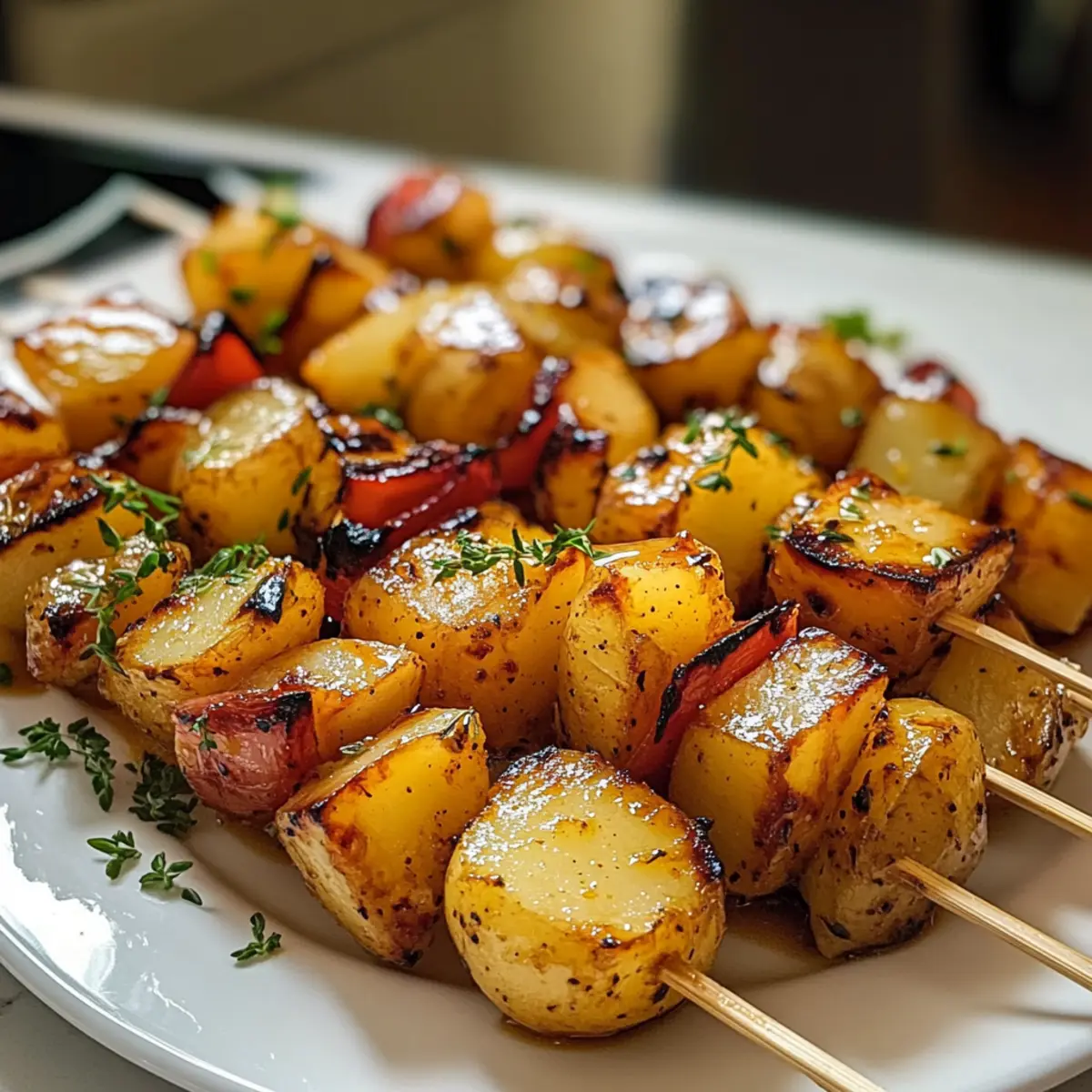 Saftige Gegrillte Honig-Senf Kartoffelspieße für den Grill