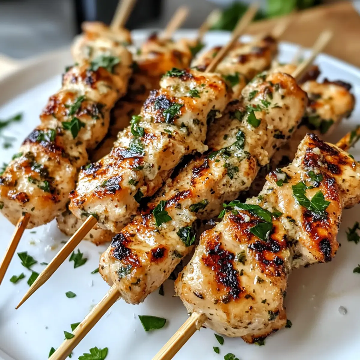 Herzhafte Knoblauch-Parmesan-Hühnchenspieße für Genießer