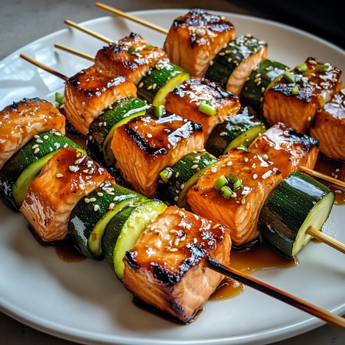 Teriyaki-Lachs und Zucchini-Spieße für ein schnelles Dinner