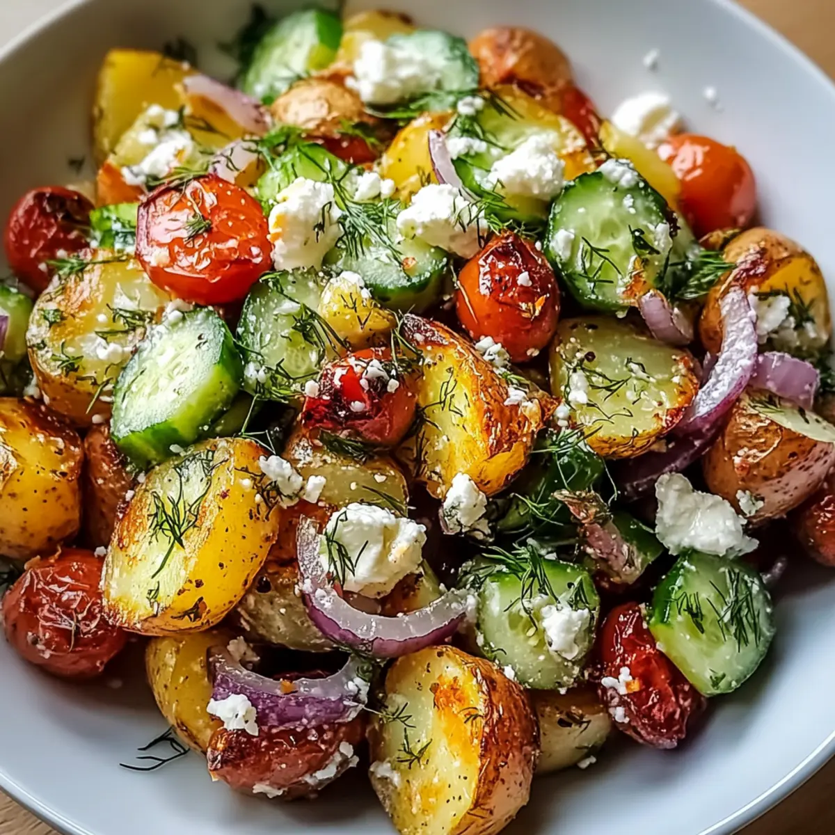 Knuspriger Kartoffelsalat mit frischen Zutaten