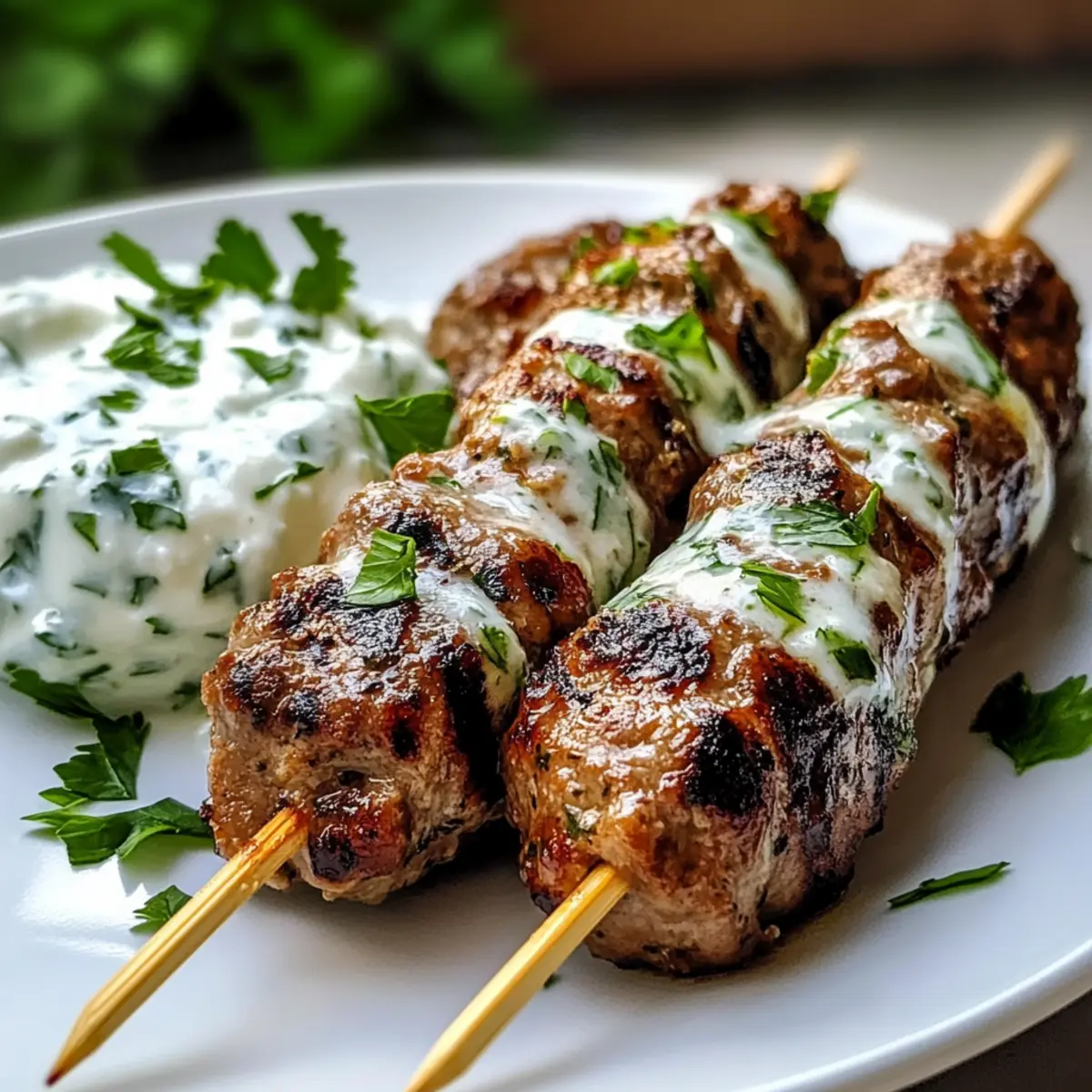 Saftige Hackfleischspieße mit Kräuterjoghurt genießen