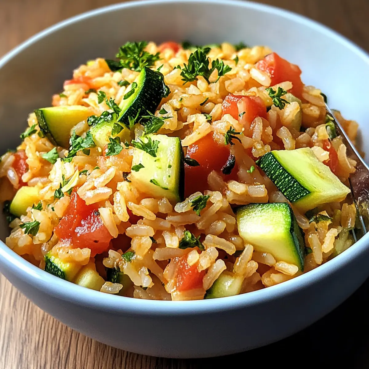 Zucchini-Tomaten-Reis für ein gesundes Abendessen